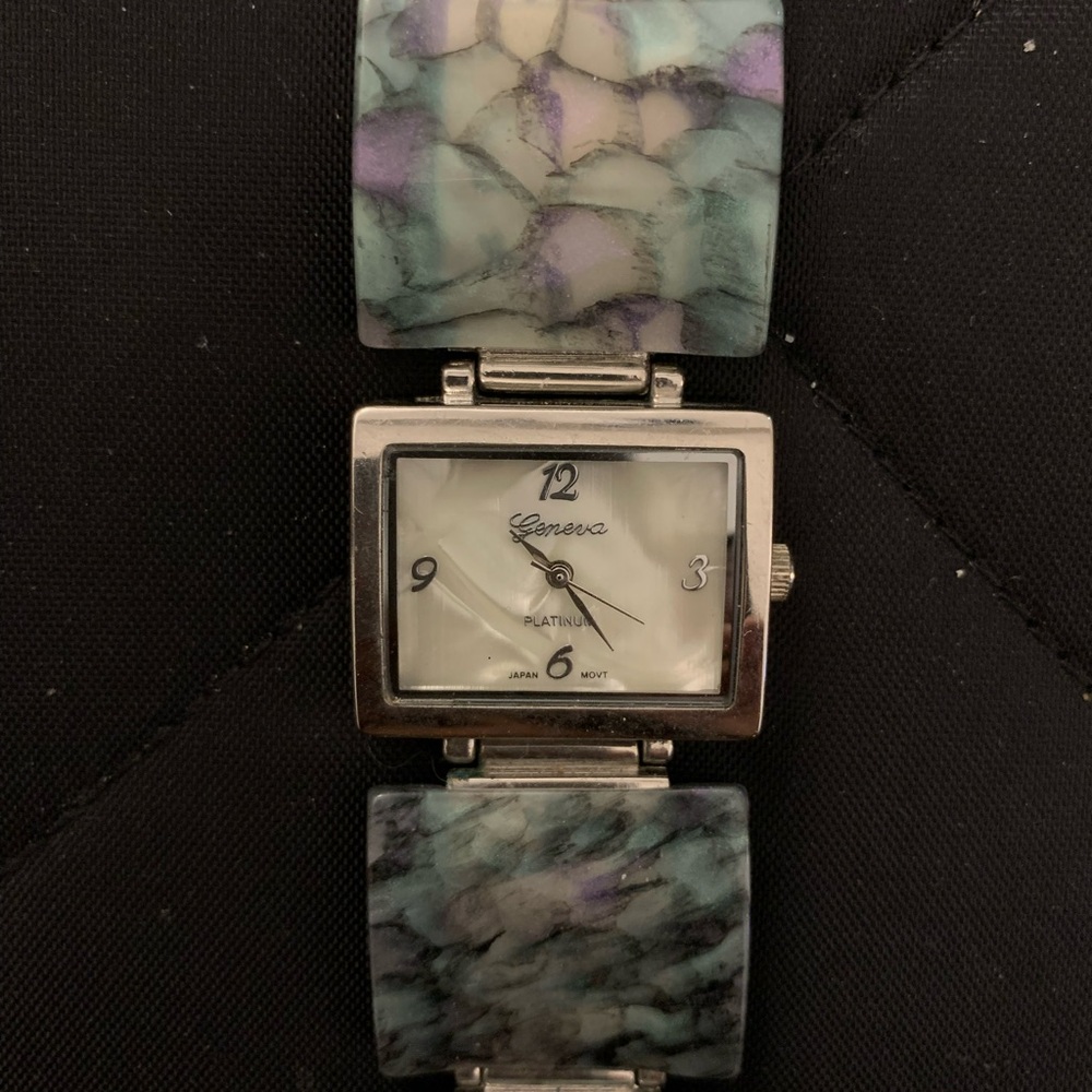 Geneva Platinum Watch with Iridescent Band